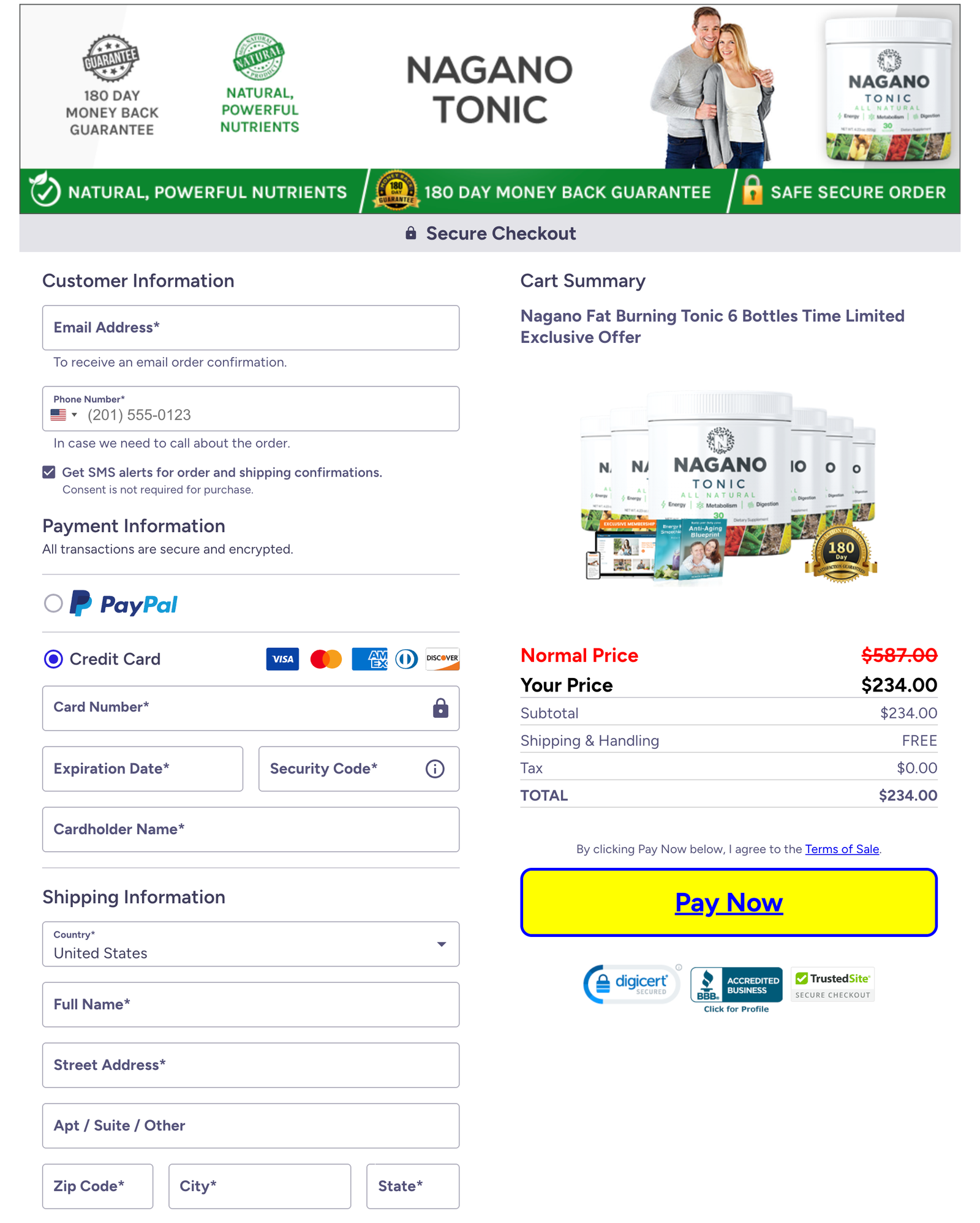 Nagano Tonic Official Website Secure Order Page